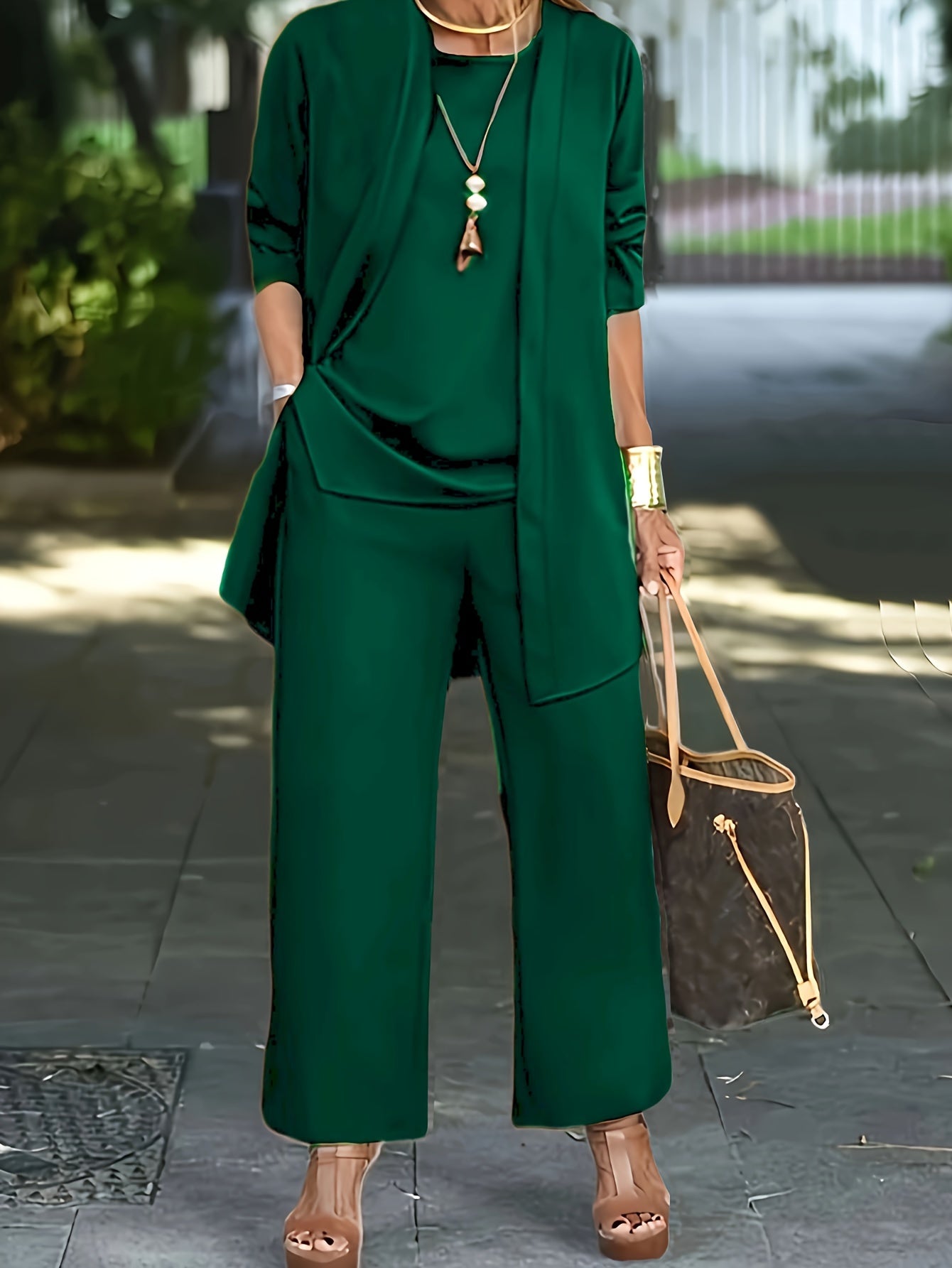 Variant image for Dames Tweedelige Set - Elegante Luxe - Jas en Brede Broek-31