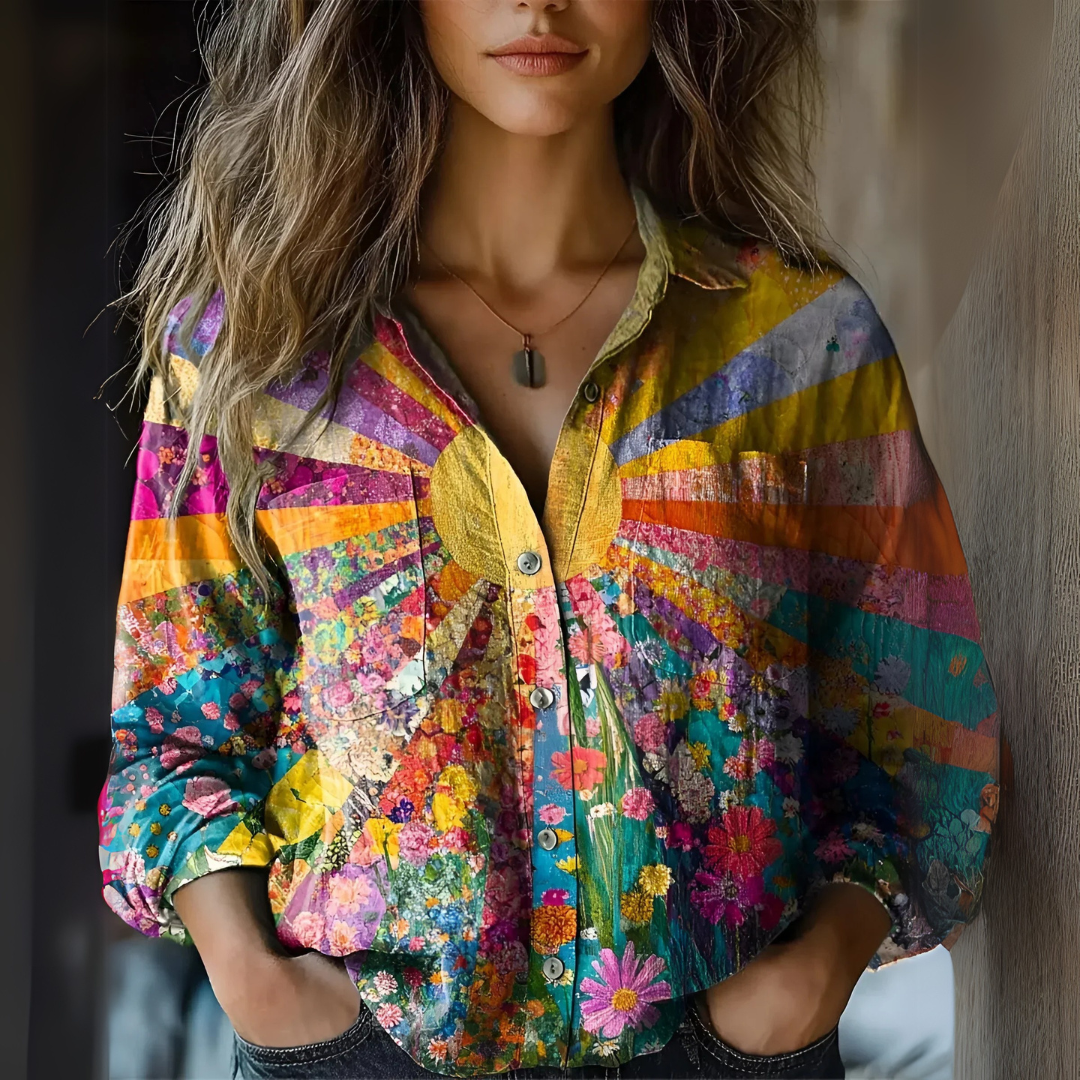Variant image for Dames Blouse met Zonnebloem Motief-1