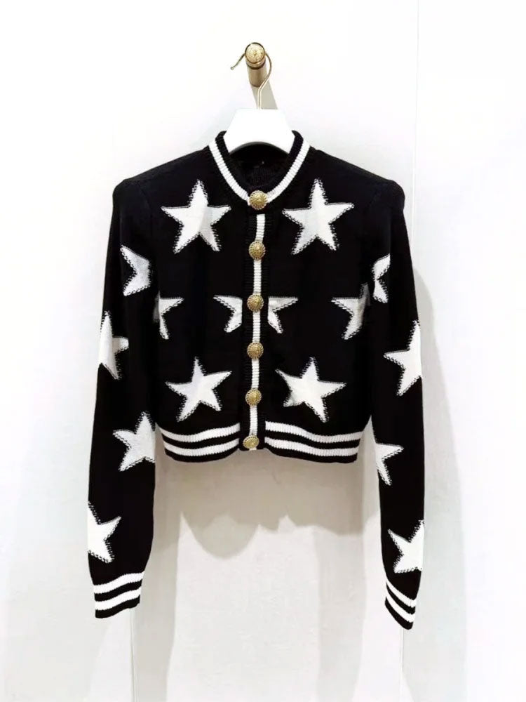 Gebreide cardigan met gouden knopen