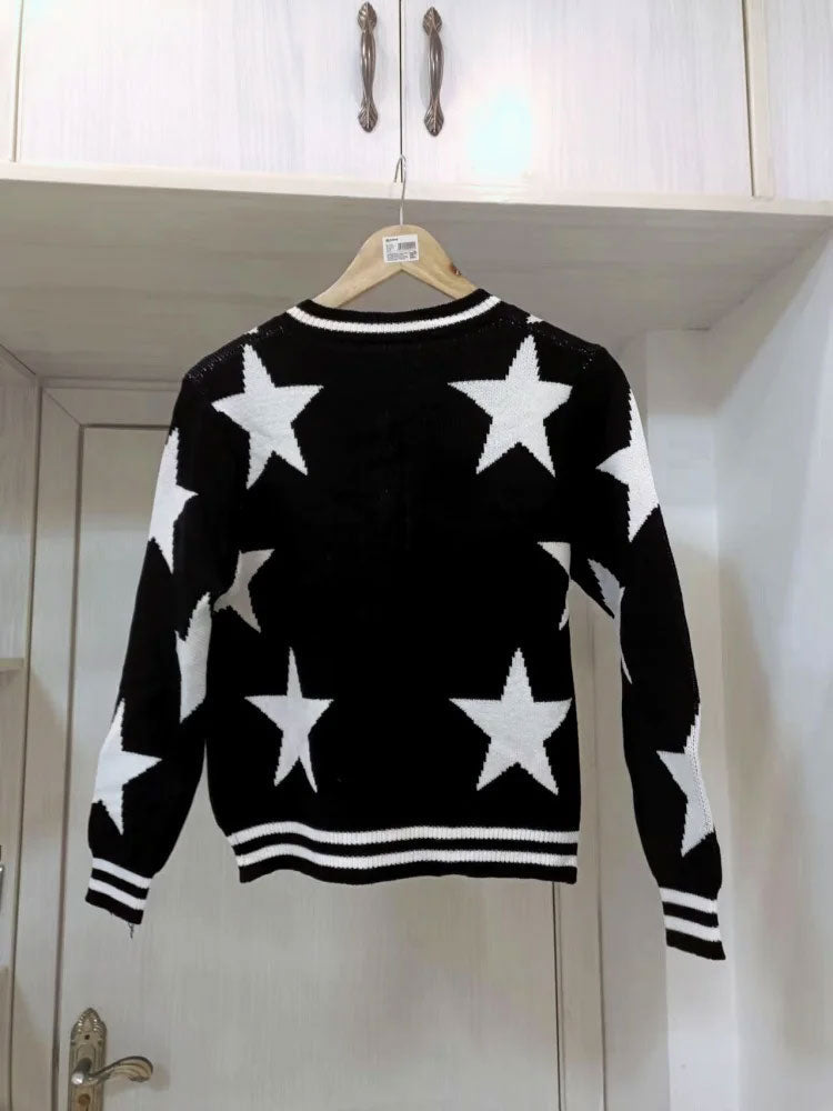Gebreide cardigan met gouden knopen