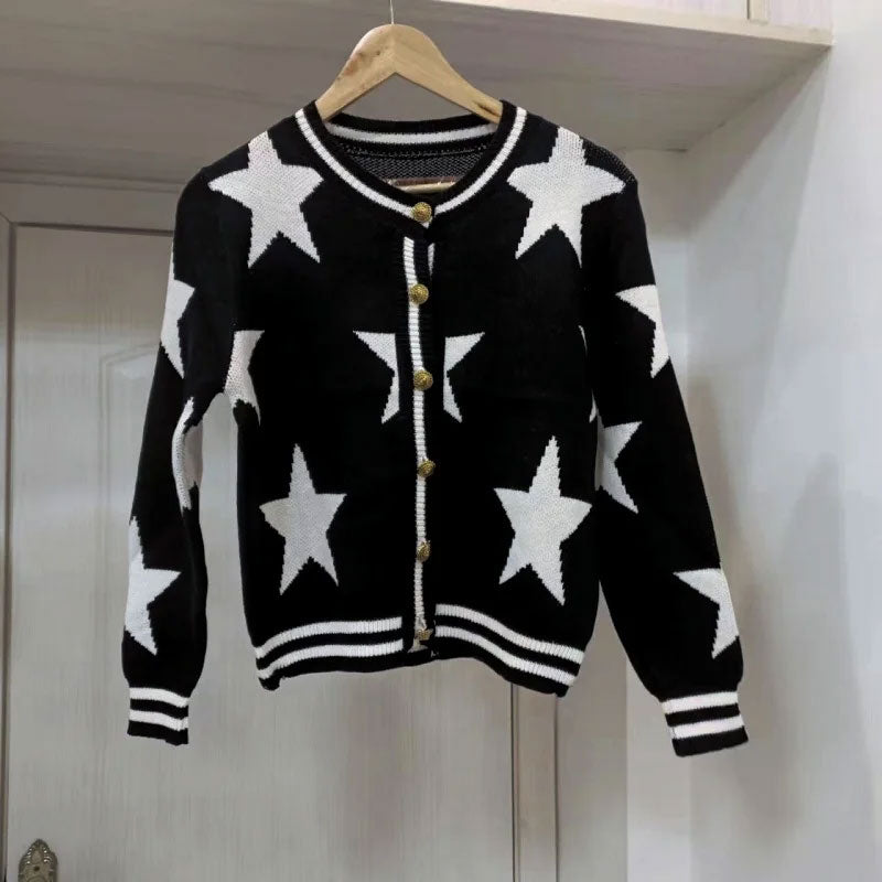 Gebreide cardigan met gouden knopen