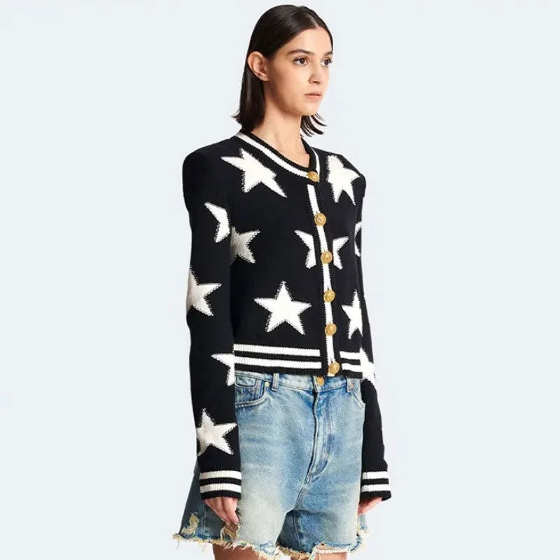 Gebreide cardigan met gouden knopen