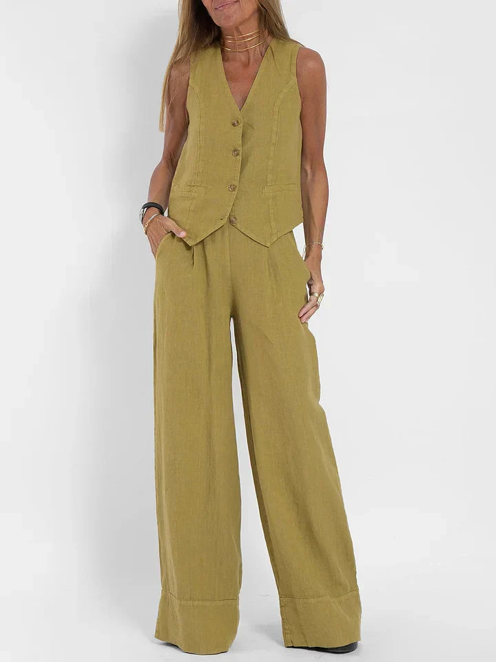 Dames Vesten - Lichtgewicht Linnen - Geknoopte Voorkant - Elegante Stijl-6