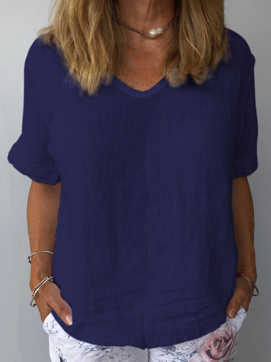 Dames Casual Blouse - Ademend Katoen - Lichtblauw - Ontspannen Pasvorm-4