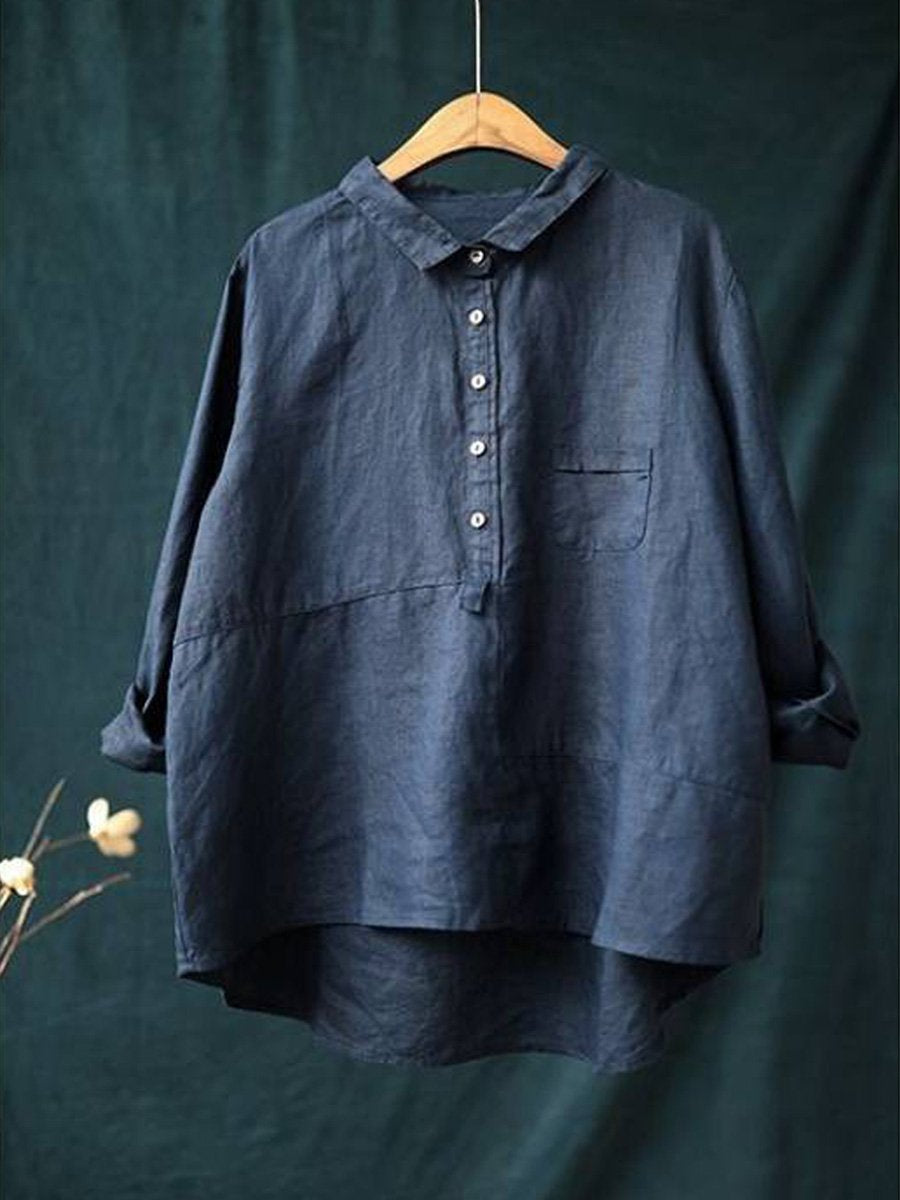 Dames Shirt - Revershals - Casual Katoen en Linnen - Lange Mouwen - Tops Dames-3
