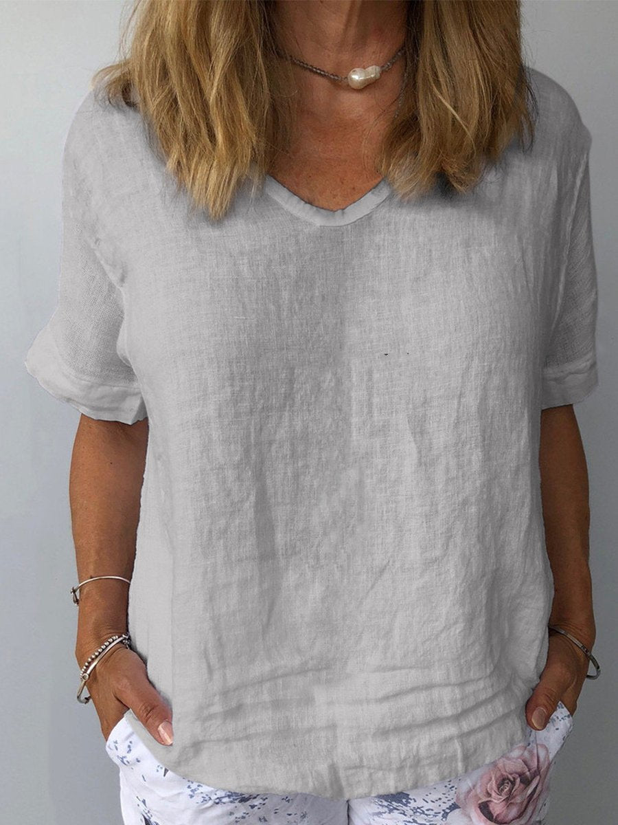 Dames Casual Blouse - Ademend Katoen - Lichtblauw - Ontspannen Pasvorm-3