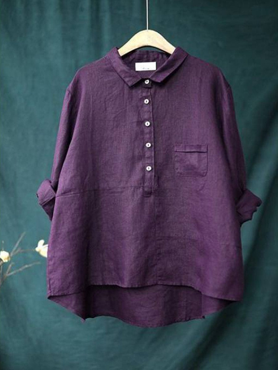 Dames Shirt - Revershals - Casual Katoen en Linnen - Lange Mouwen - Tops Dames-5