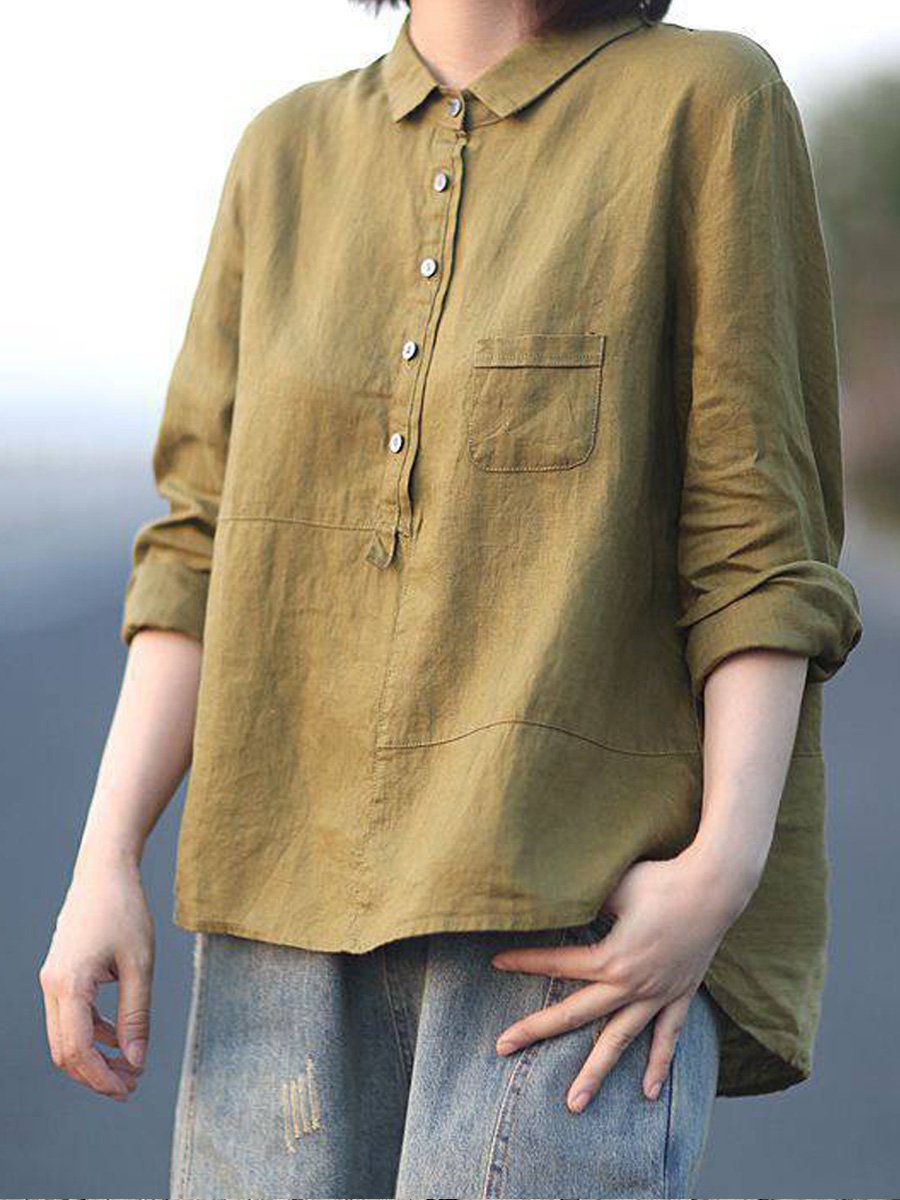 Dames Casual Shirt - Omgekeerde Hals - Lange Mouwen - Tops Dames