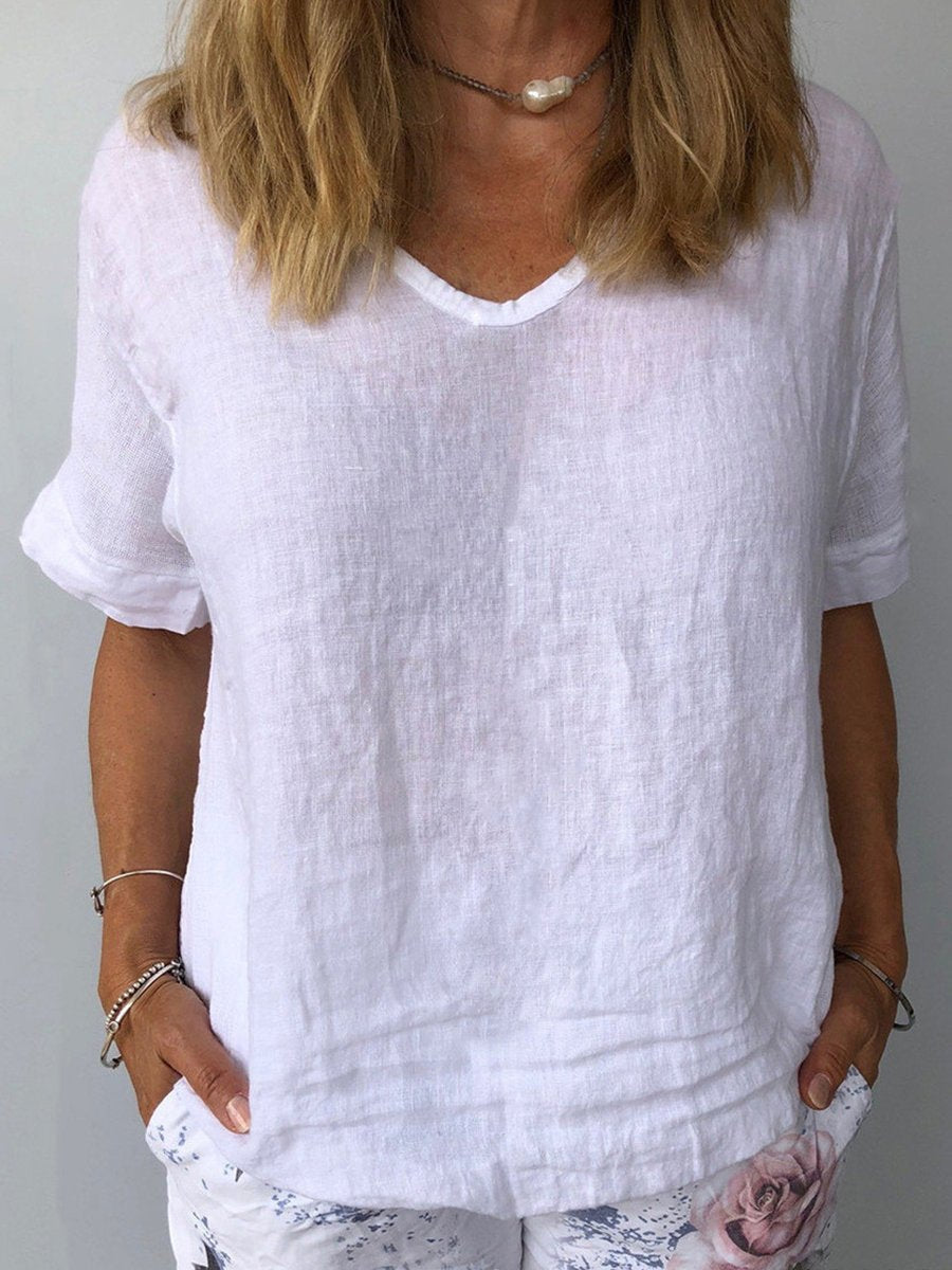 Dames Casual Blouse - Ademend Katoen - Lichtblauw - Ontspannen Pasvorm-2