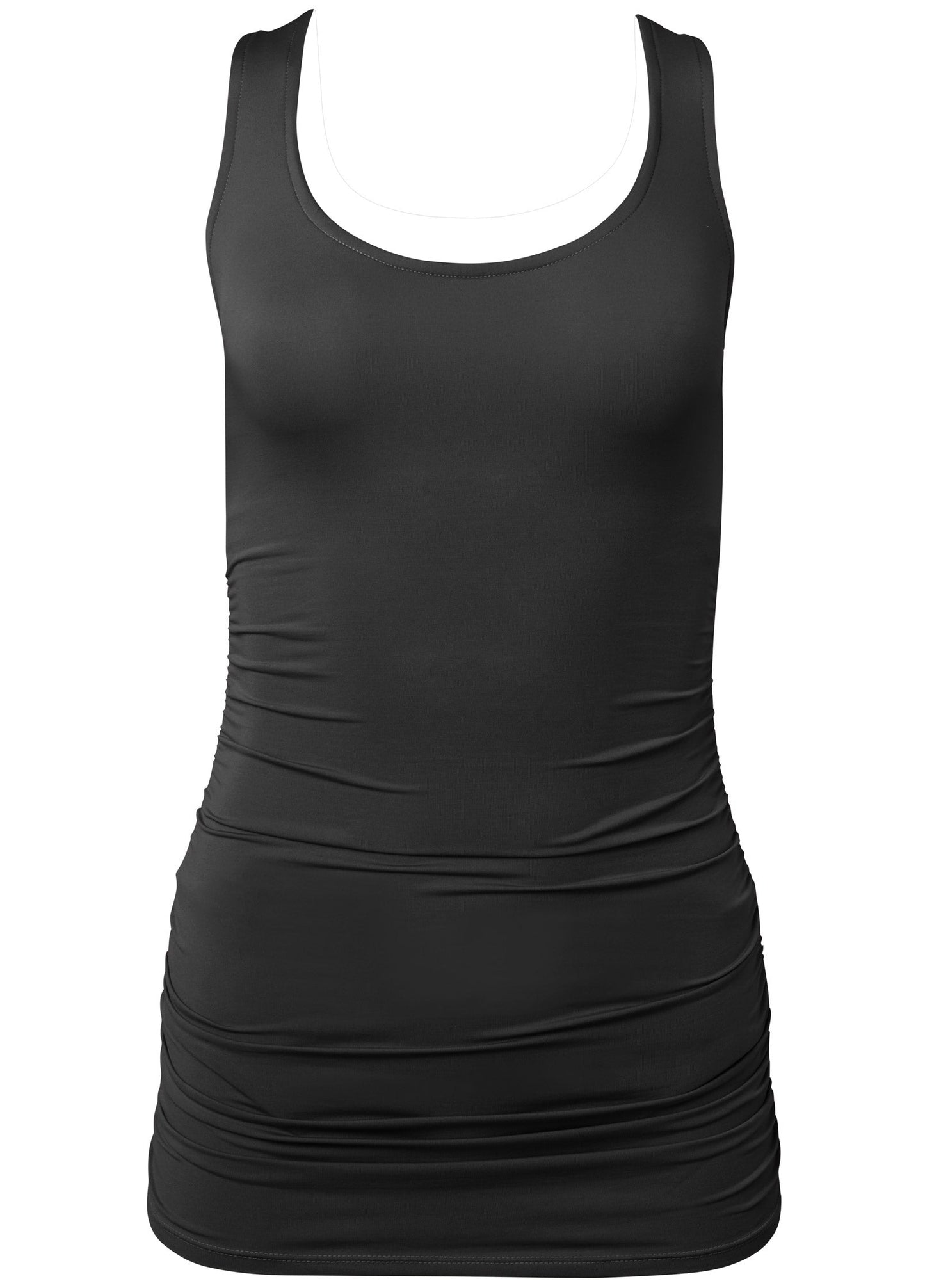 Sexy Gathered Swim Dress - Black Beauty