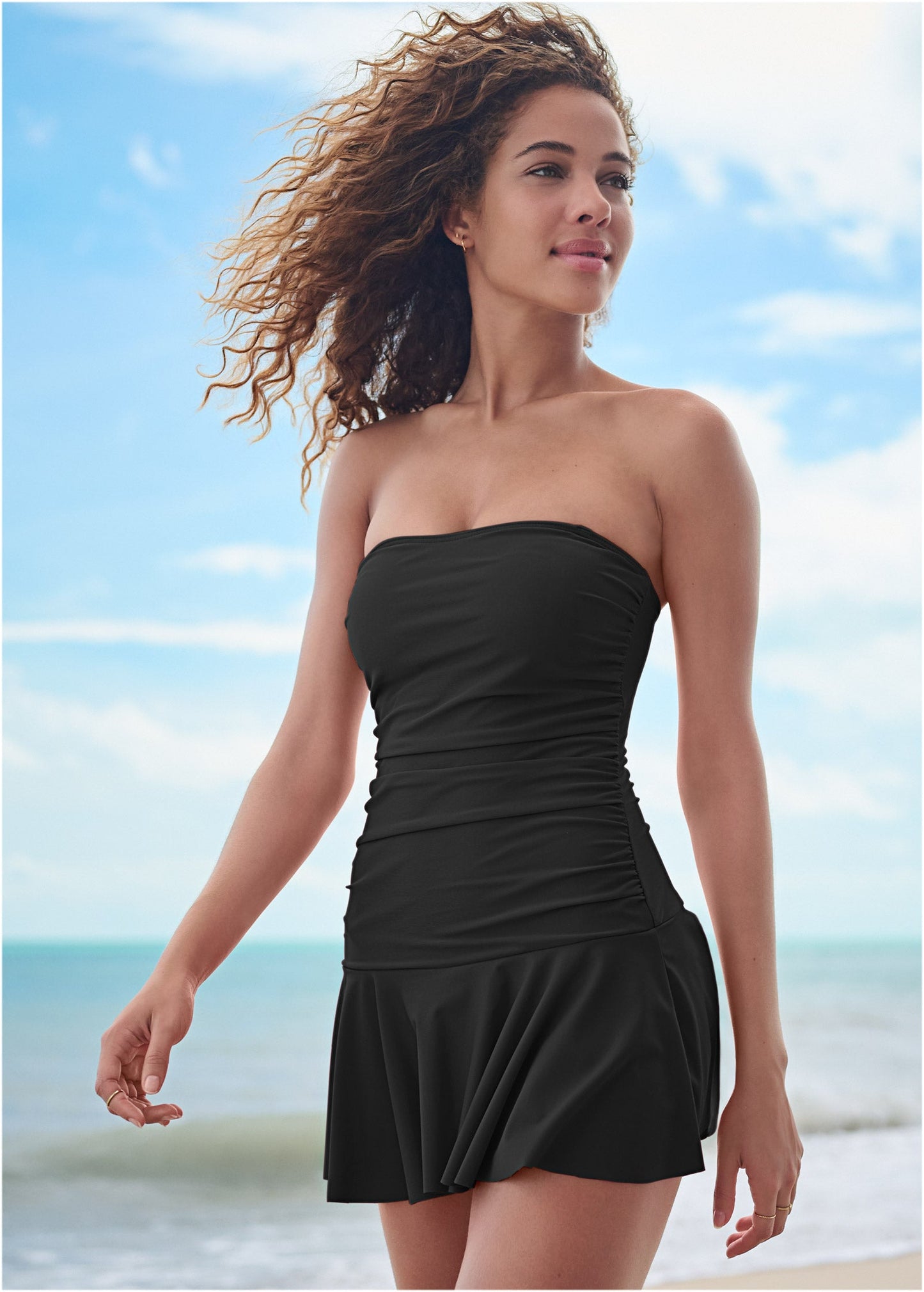 Venice Skirted Swim Dress - Black Beauty