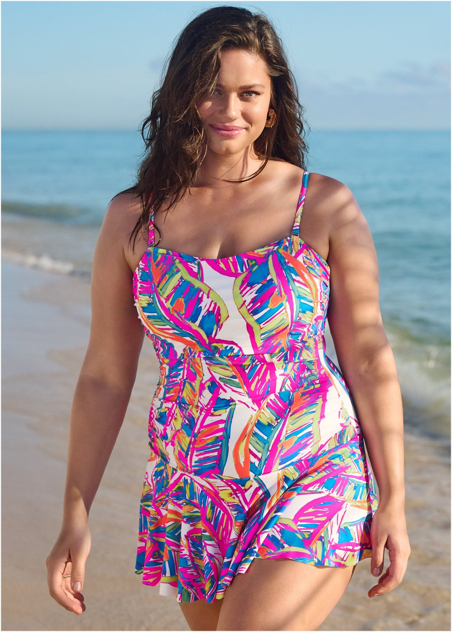 Venice Skirted Swim Dress - Bright Palm