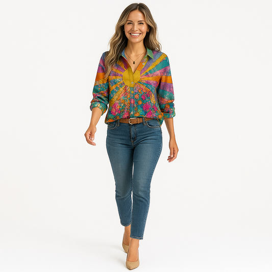Dames Blouse met Zonnebloem Motief