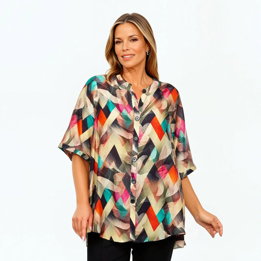 A-Line Shirt | Tunic Blouse Top (Night Life)
