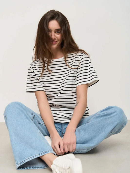 Gestreept kort mouwen T-shirt