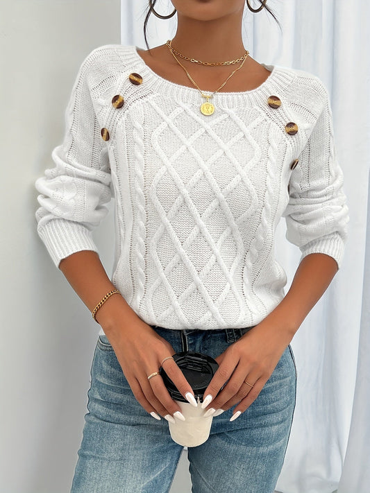 Variant image for Zwarte Trui Dames - Gevlochten Structuur - Warme Lange Pullover-1